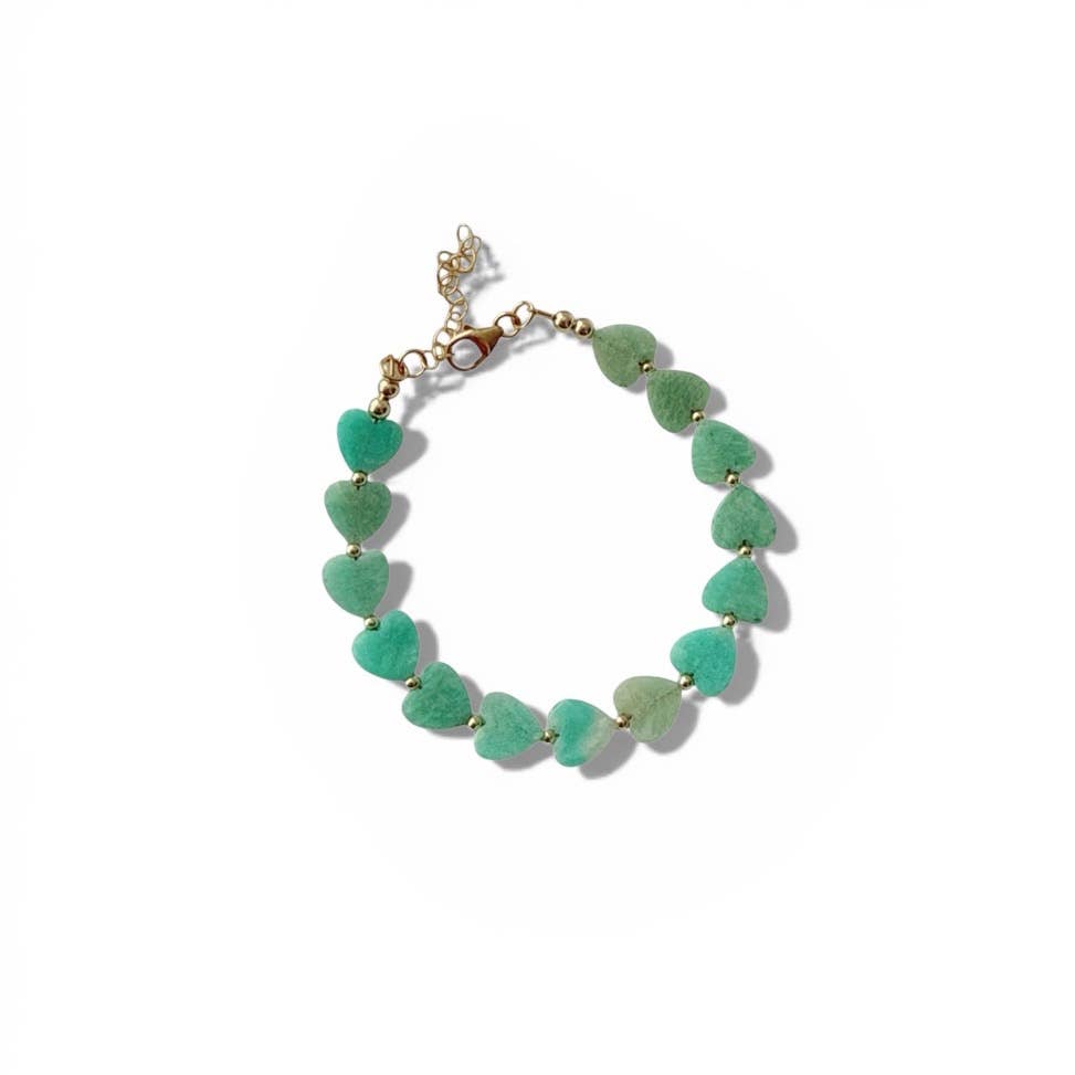 Paloma Amazonite Heart Gold Filled Beaded Bracelet