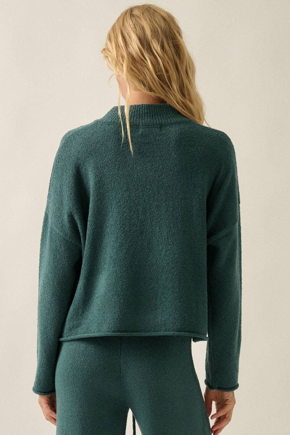 Textured Knit Half-Zip Mock-Neck Sweater