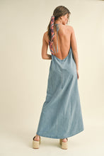 Load image into Gallery viewer, Backless Denim Maxi Dress
