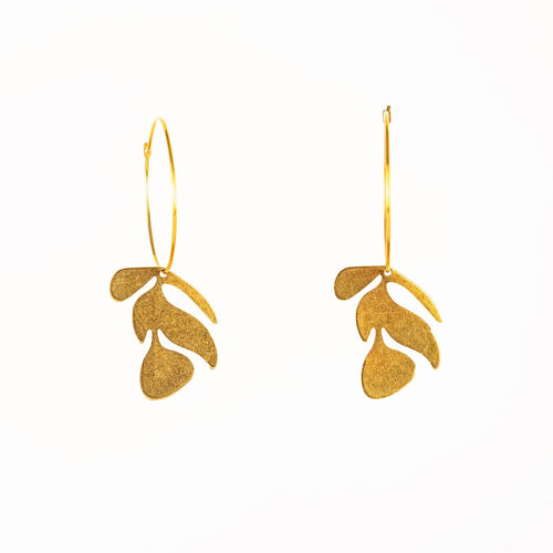 Delicate Brass Flower Hoop Earrings Altiplano