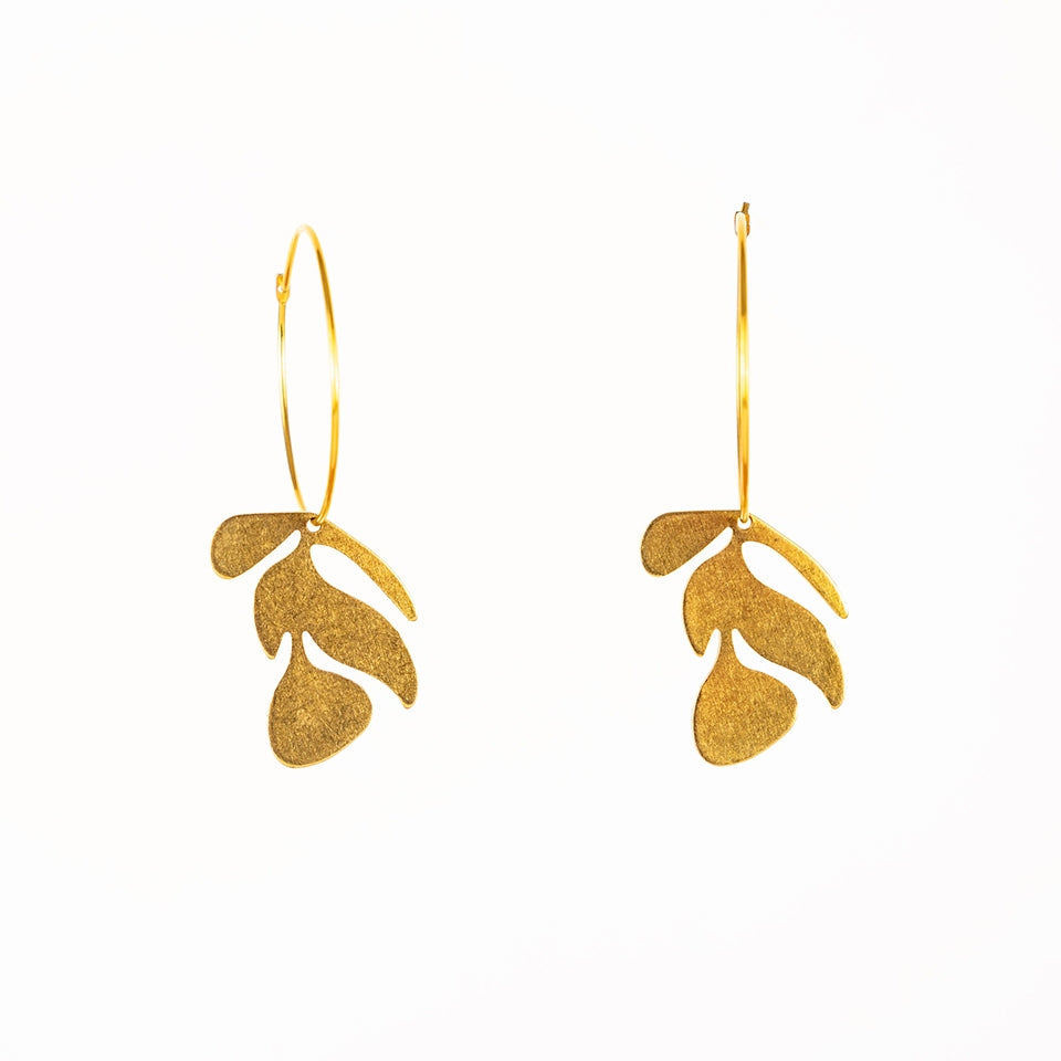 Delicate Brass Flower Hoop Earrings Altiplano