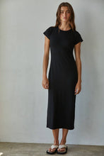 Load image into Gallery viewer, Black Short Sleeve Bodycon Midi Dress
