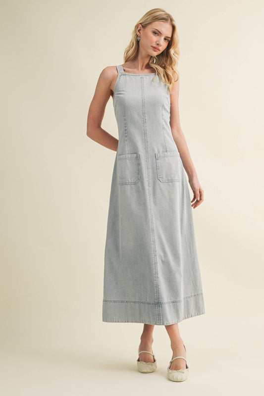 Structured Apron Neck A-Line Dress