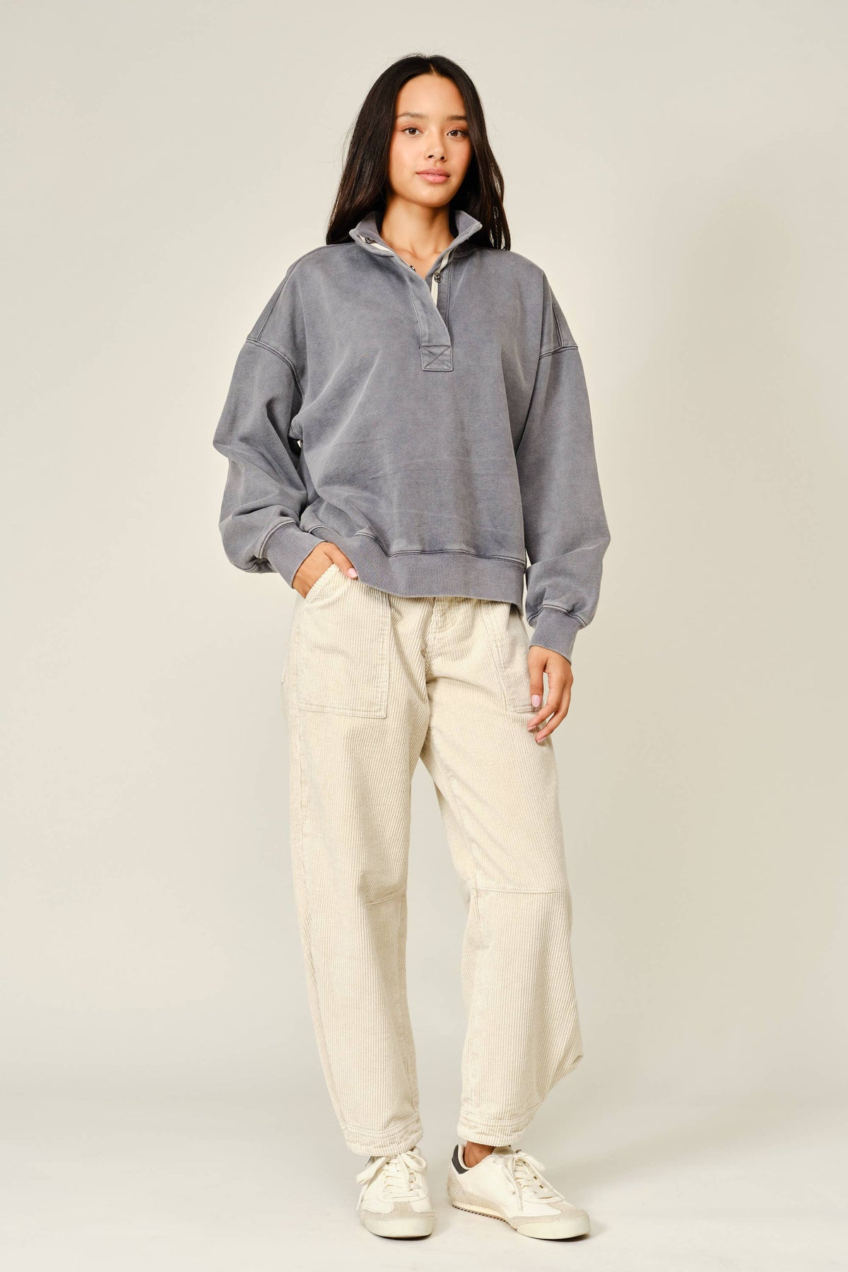 Grey Cozy Mock Neck Sweatshirt
