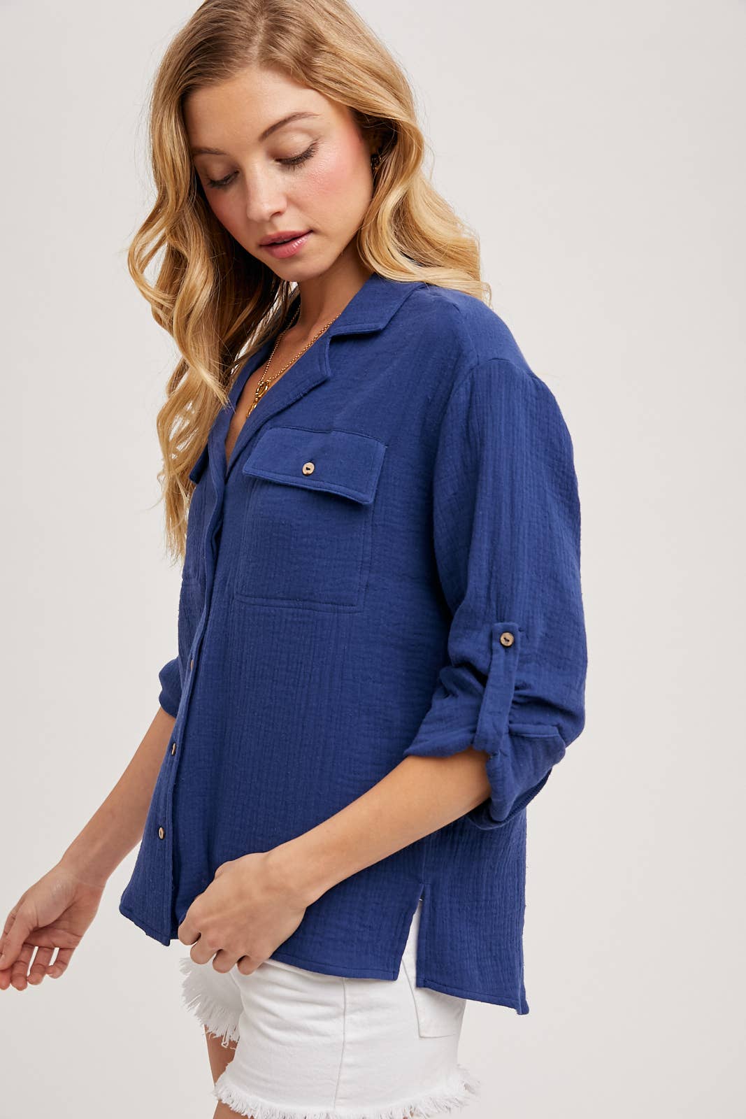 Navy Button Up 