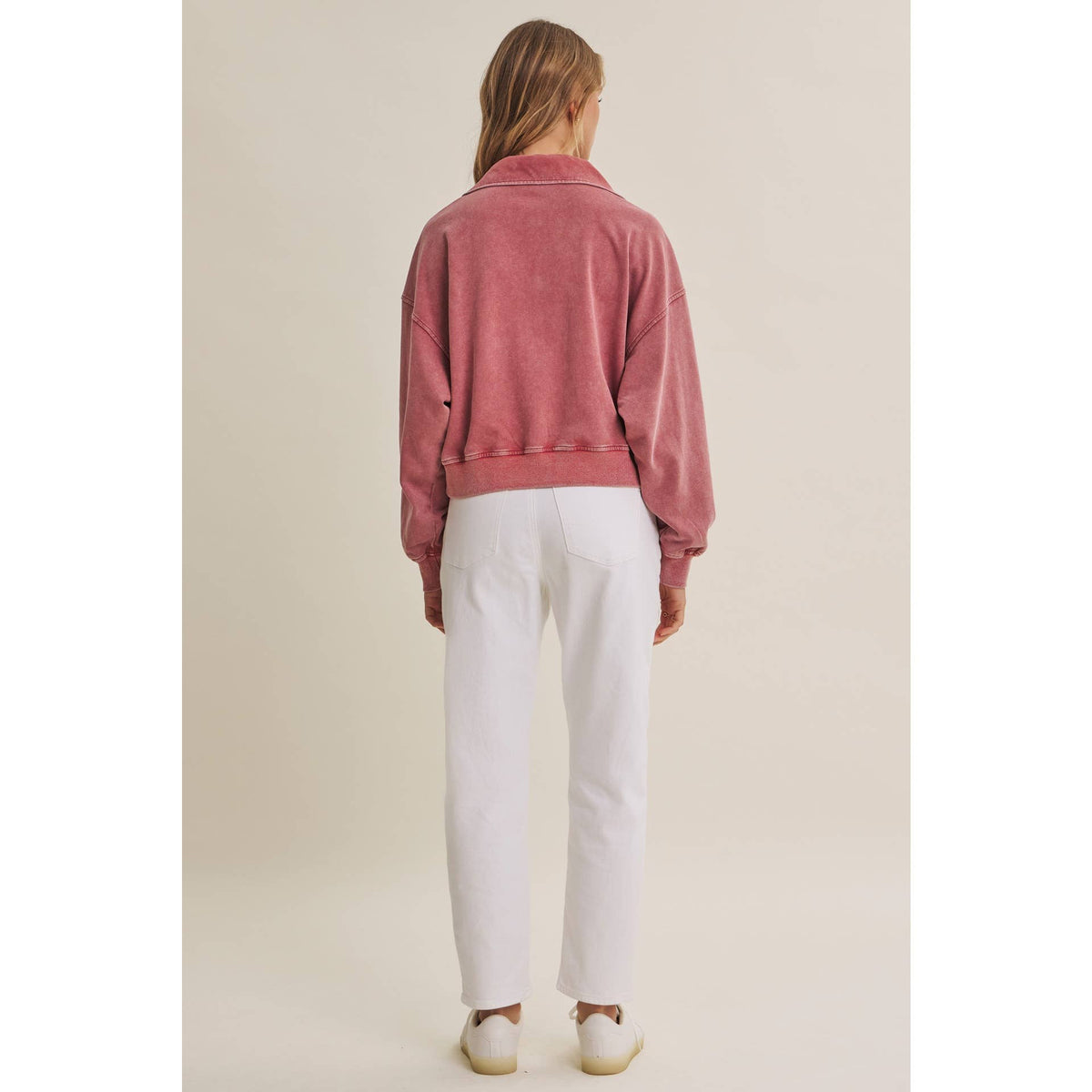 Mauve Nostalgic Mineral Washed Terry Pull Over