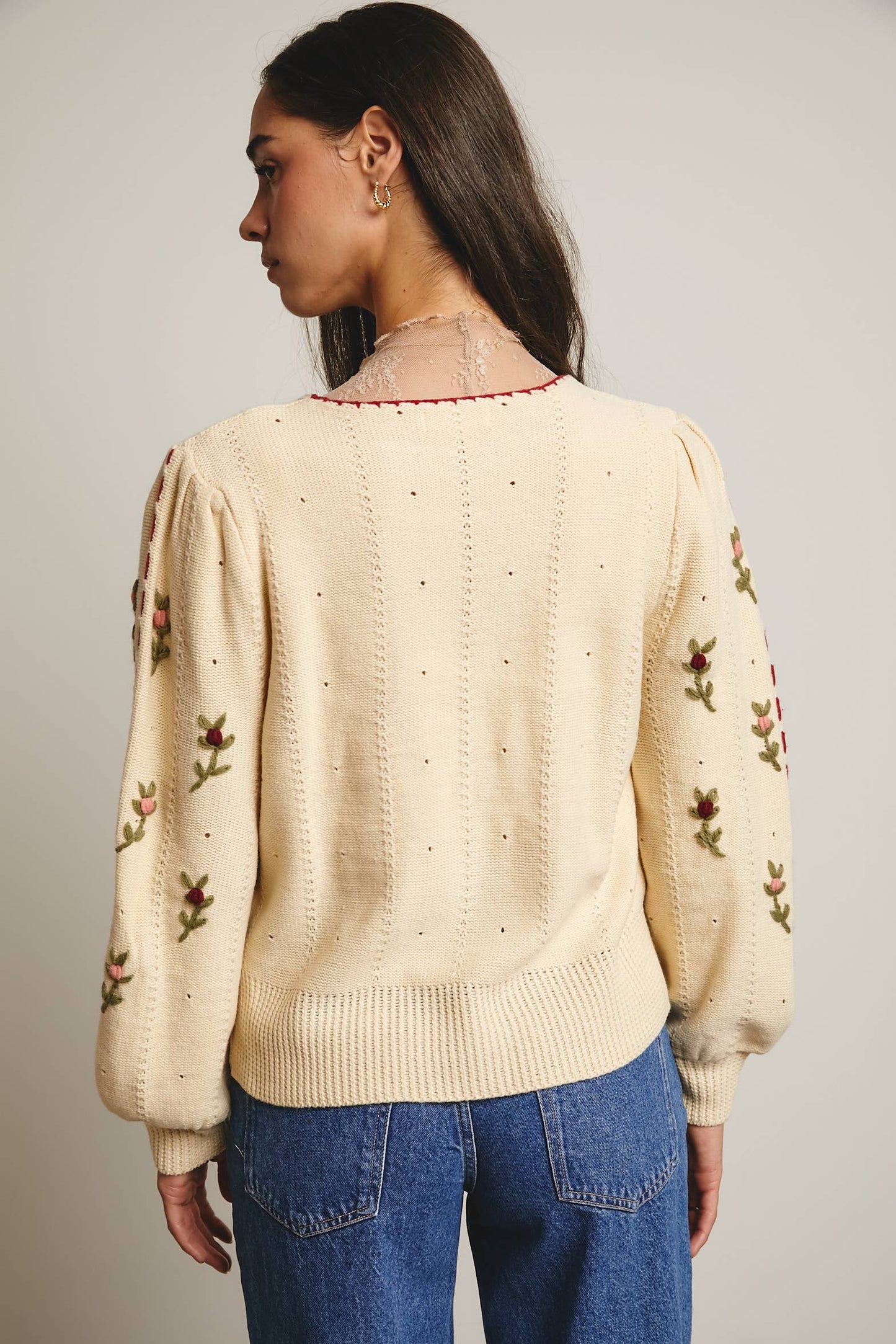 Embroidered Blossom Knit Sweater