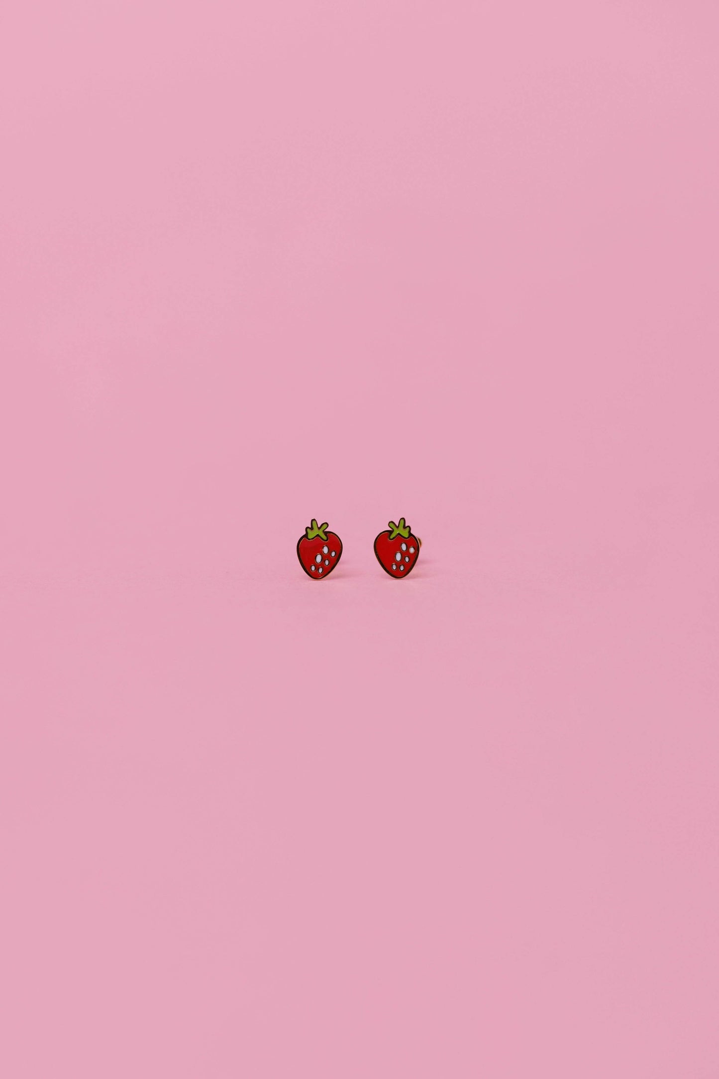 Strawberry Enamel Flat Back Kids Earrings 