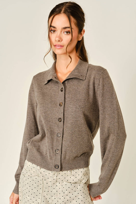 Cashmere Mix Collared Cardigan