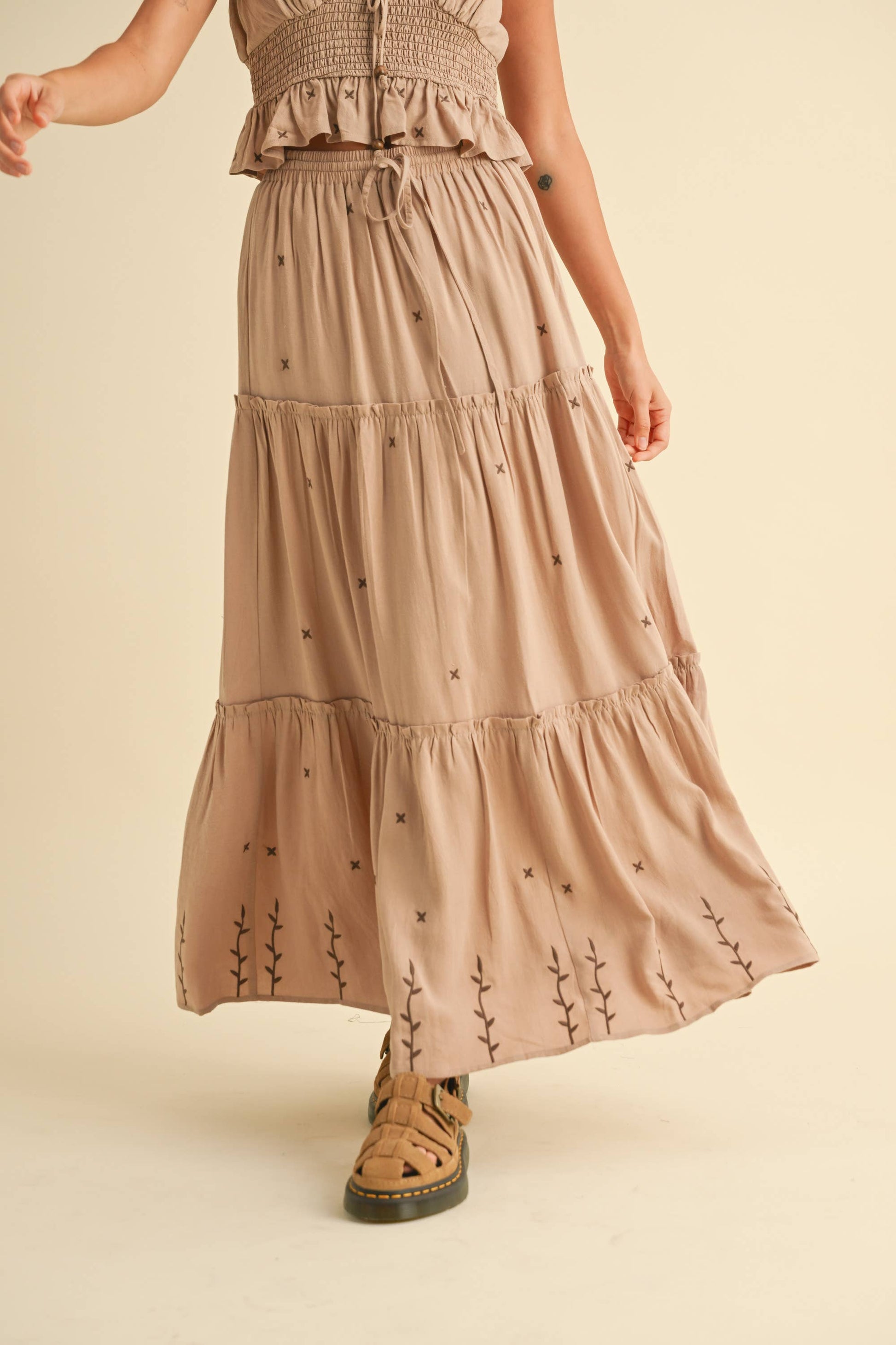 Embroidered Maxi Skirt 