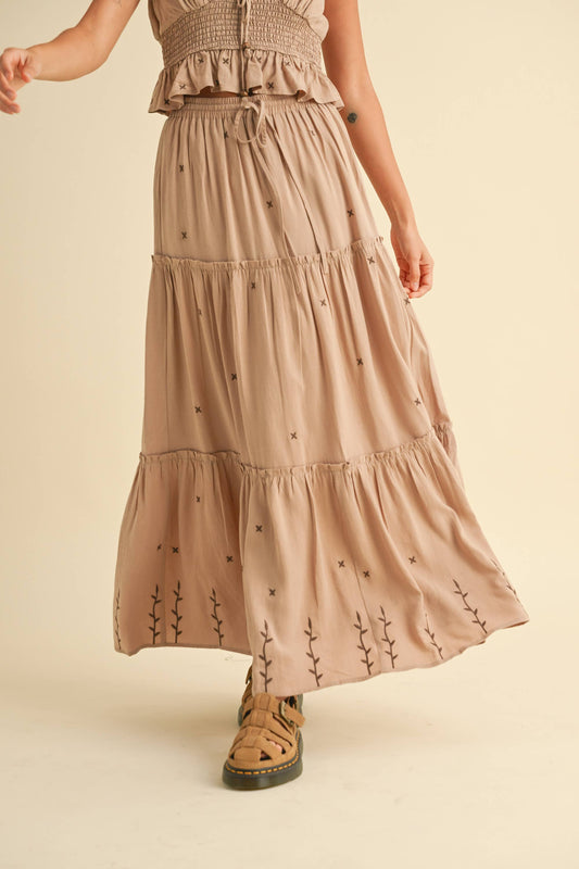 Embroidered Maxi Skirt