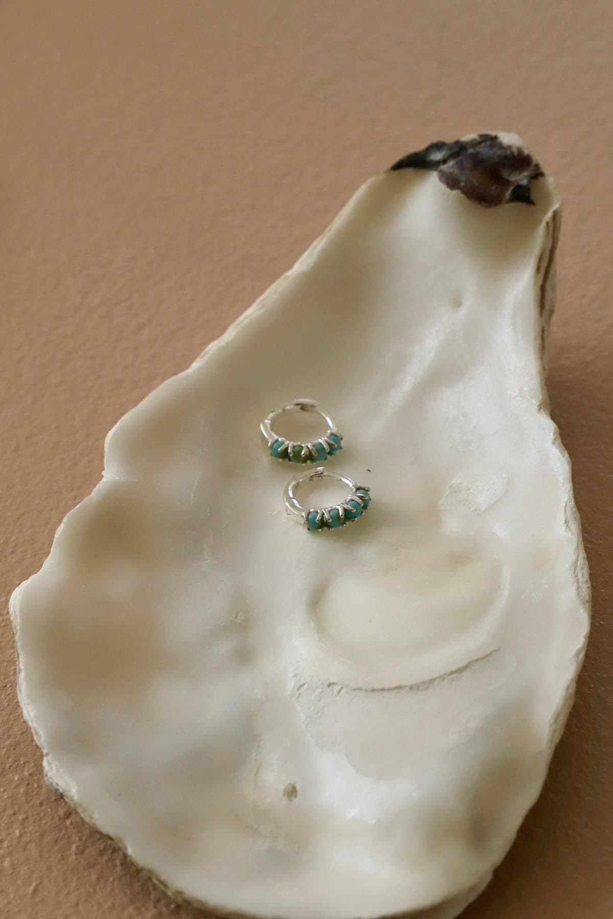 Mini Silver & Tourquoise Hoop Earrings