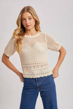 Load image into Gallery viewer, Open Knit Short Sleeve Sweater Top
