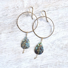 Load image into Gallery viewer, Paua Shell Hoop Earrings
