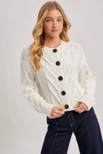 Load image into Gallery viewer, White Cable Knit Cropped Cardigan
