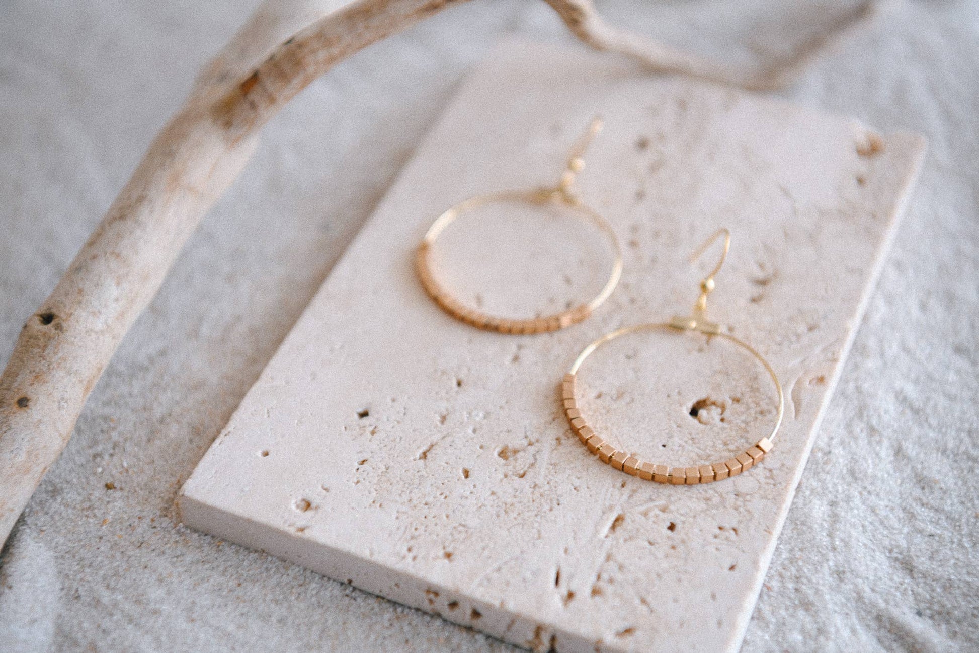 Hepburn Gold Beaded Hoop Earrings 