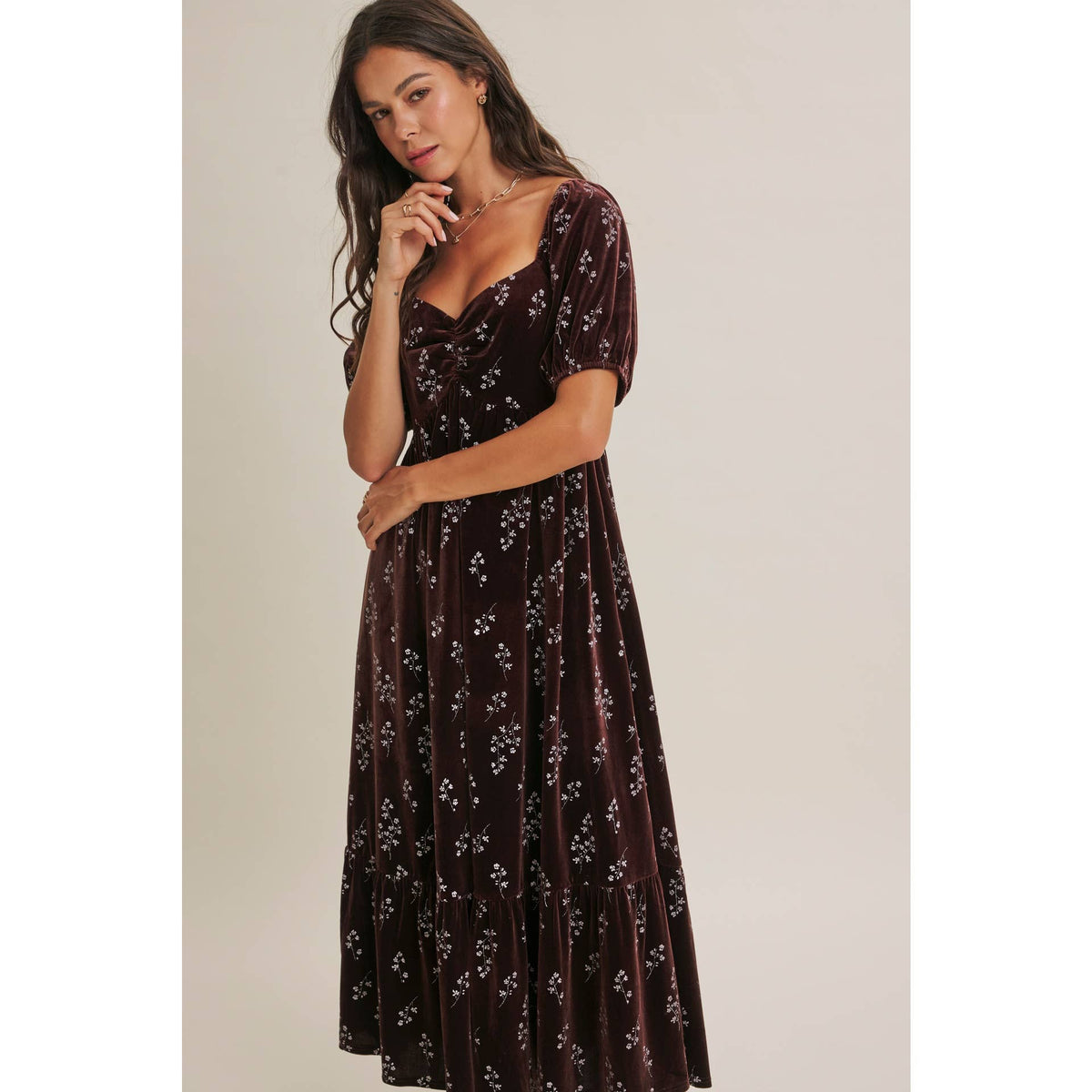 Velvet Floral Smocked Winter Dress
