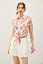 Load image into Gallery viewer, Striped Front Tie Top
