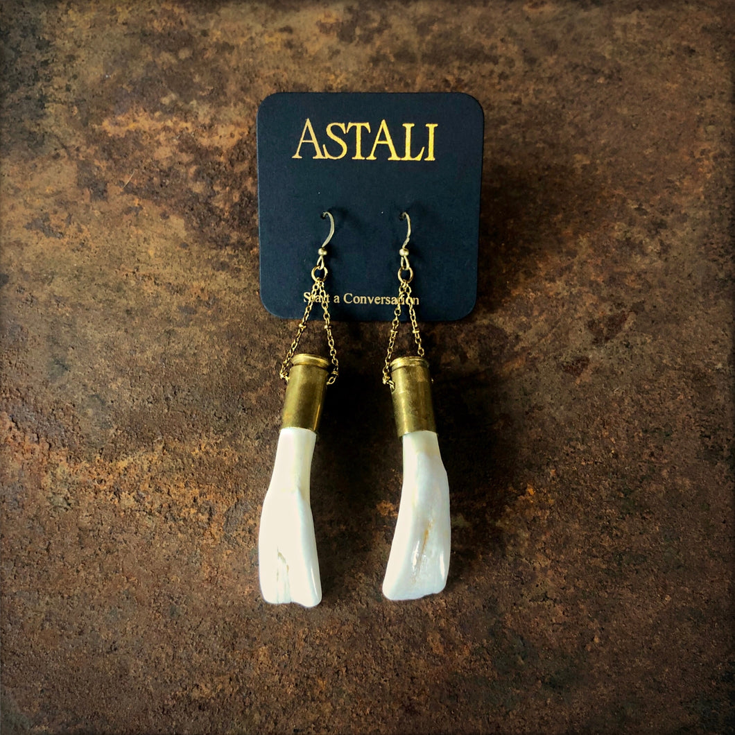 Buffalo Tooth White Shell Casing Earrings