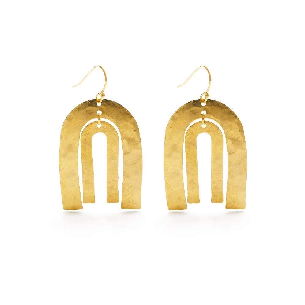 Brass Fan Leaf Earrings