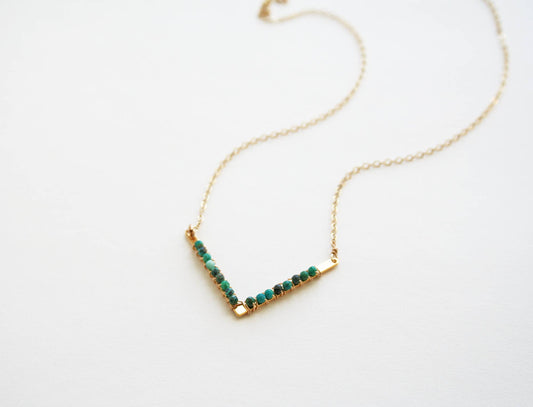Turquoise Chevron Necklace | Summer Necklace