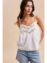 Load image into Gallery viewer, Embroidered Lace Inset Sleeveless Top
