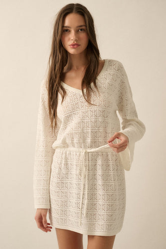 Crochet Drawstring Mini Dress Promesa