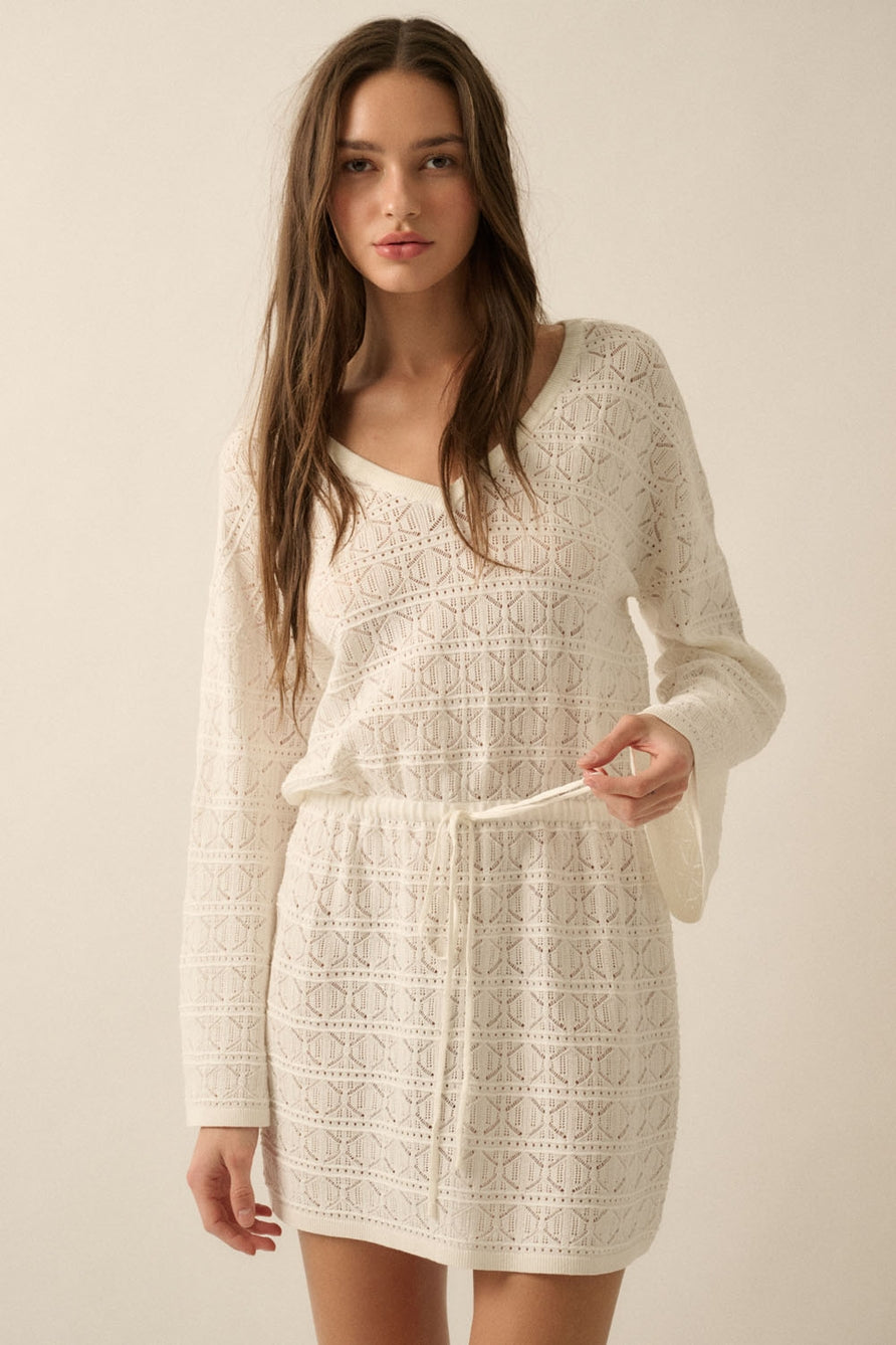 Crochet Drawstring Mini Dress Promesa