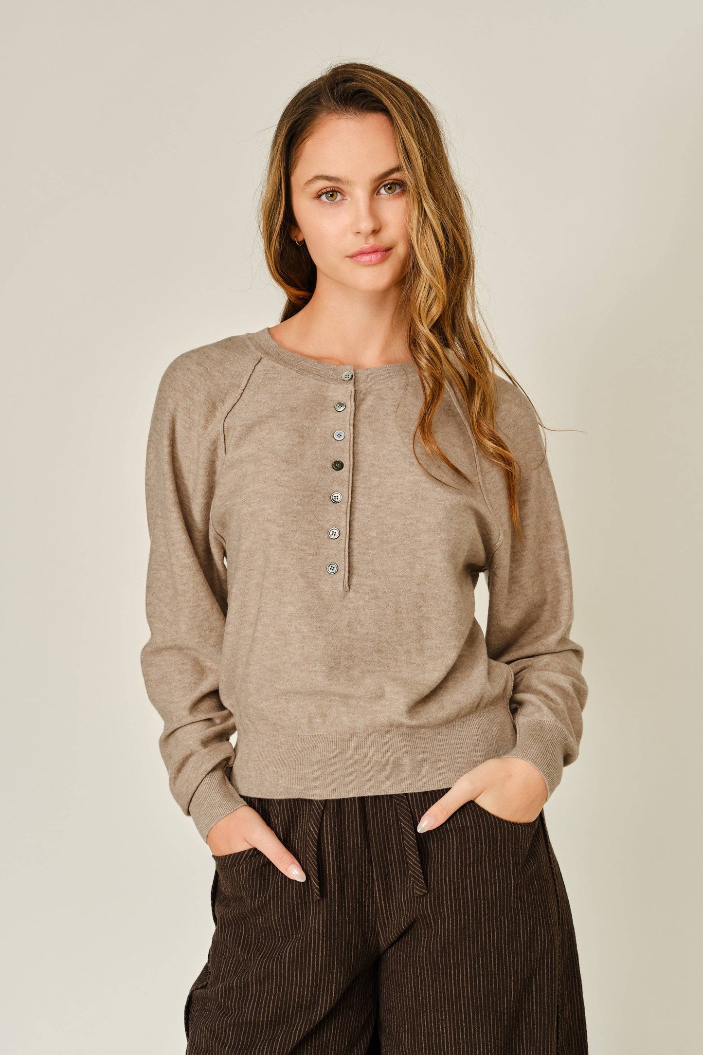 Grey Cashmere Button Down Sweater
