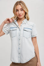 Load image into Gallery viewer, Short Sleeve Denim Top
