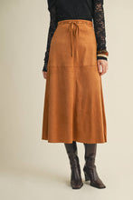 Load image into Gallery viewer, Drawstring Suede A-Line Skirt
