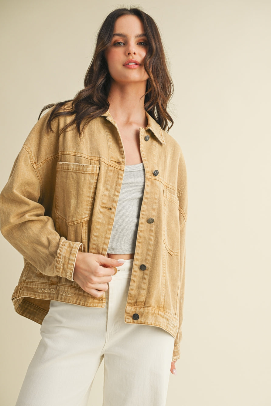 Back Pleated Jacket Mustard Seed