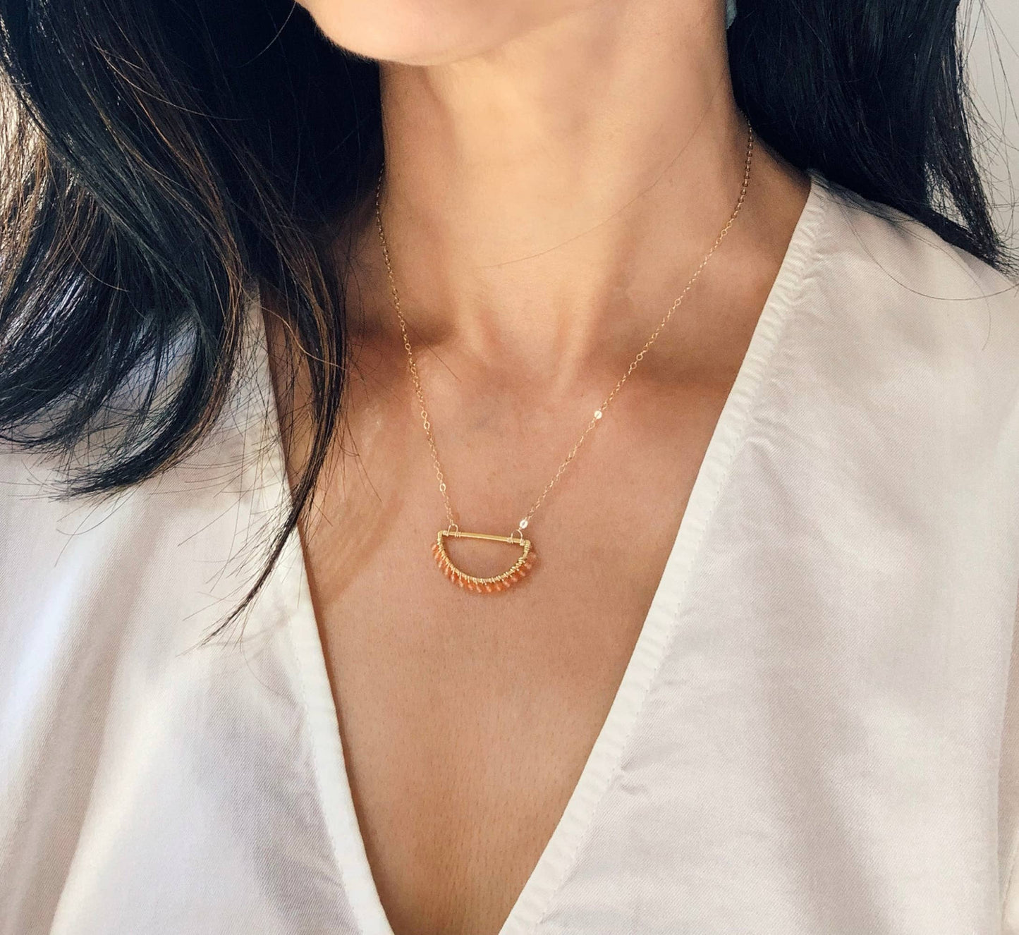Sunstone Pendant Necklace | Dainty Necklace