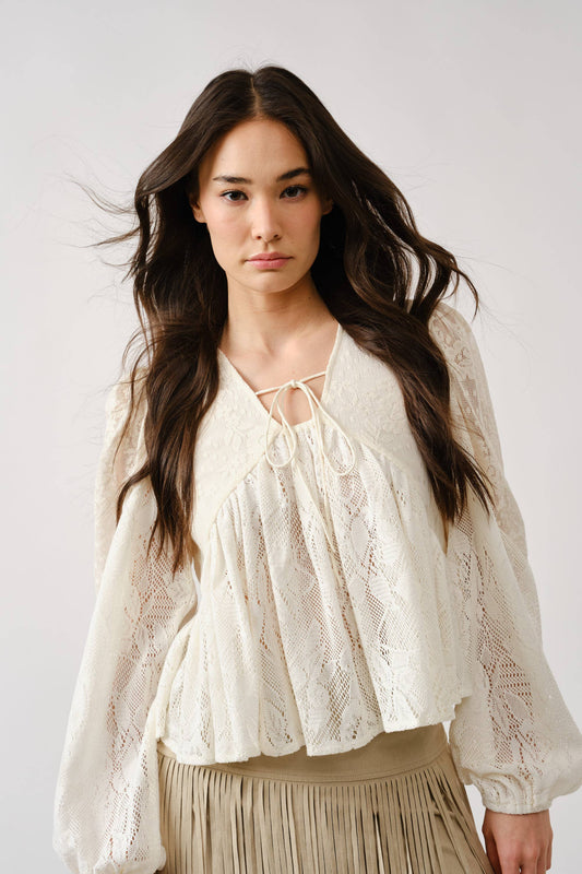 Lace Babydoll Long Sleeve Top 
