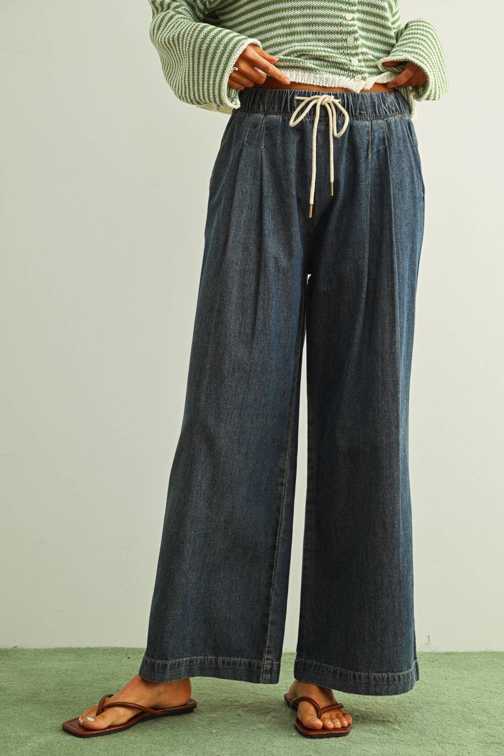 Dark Chambray WIde Leg Pants 