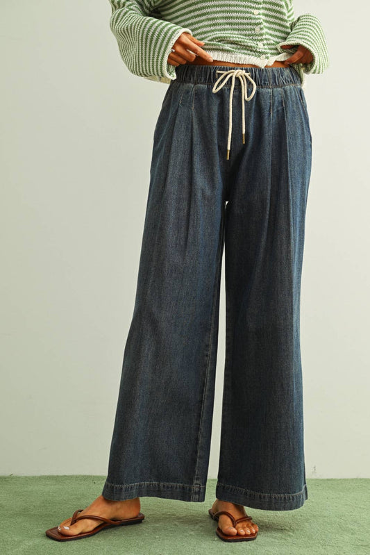 Dark Chambray WIde Leg Pants 