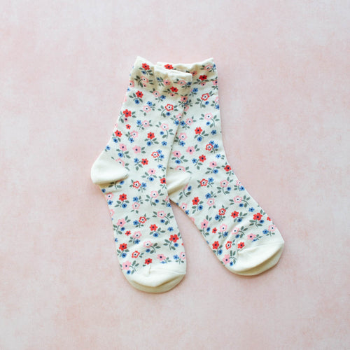Ivory Garden Flower Socks Tiepology