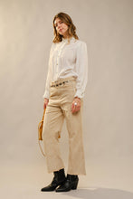 Load image into Gallery viewer, Ruffle Neck Denim Snap Button Shirt
