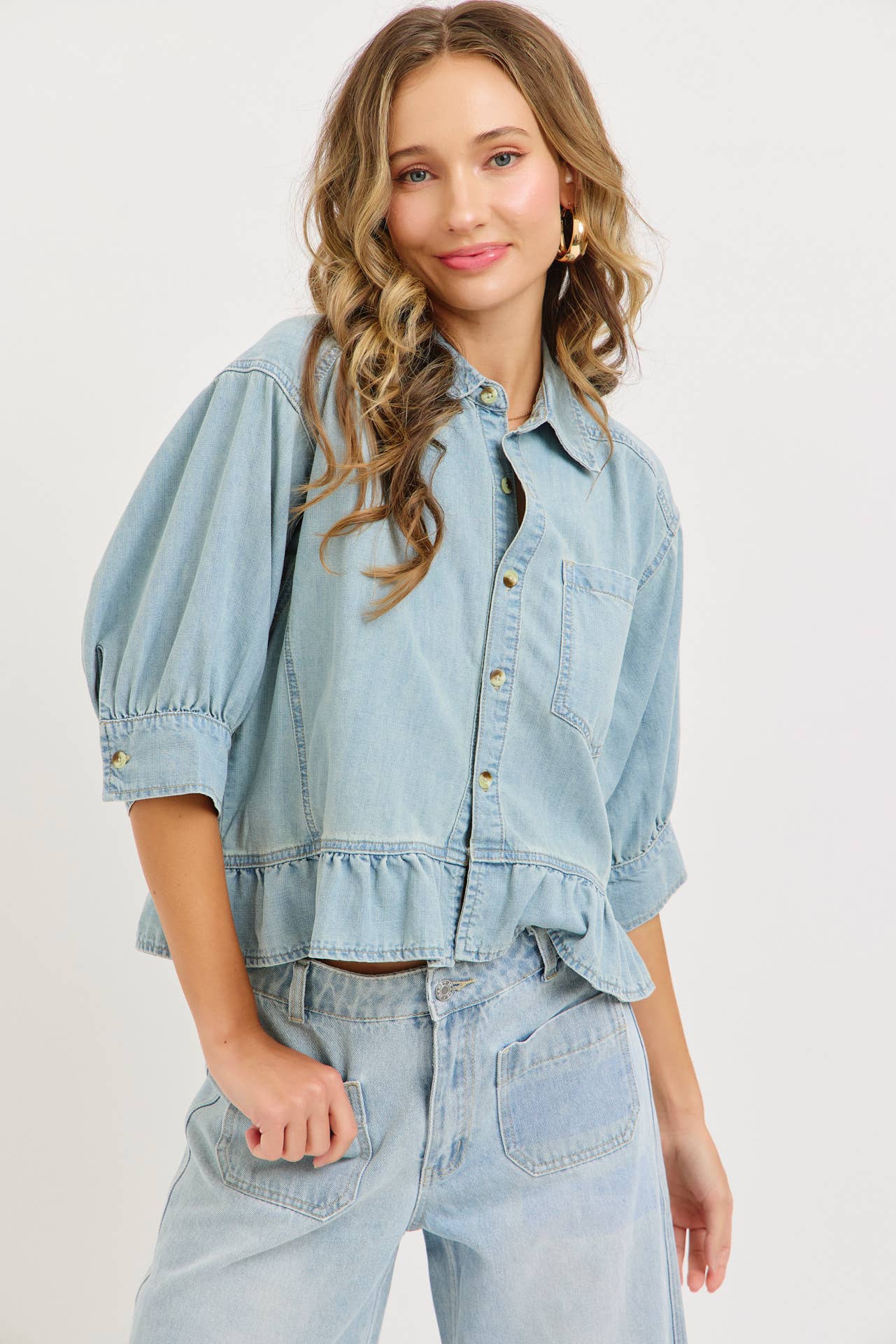 Washed Denim Everyday Chambray Top