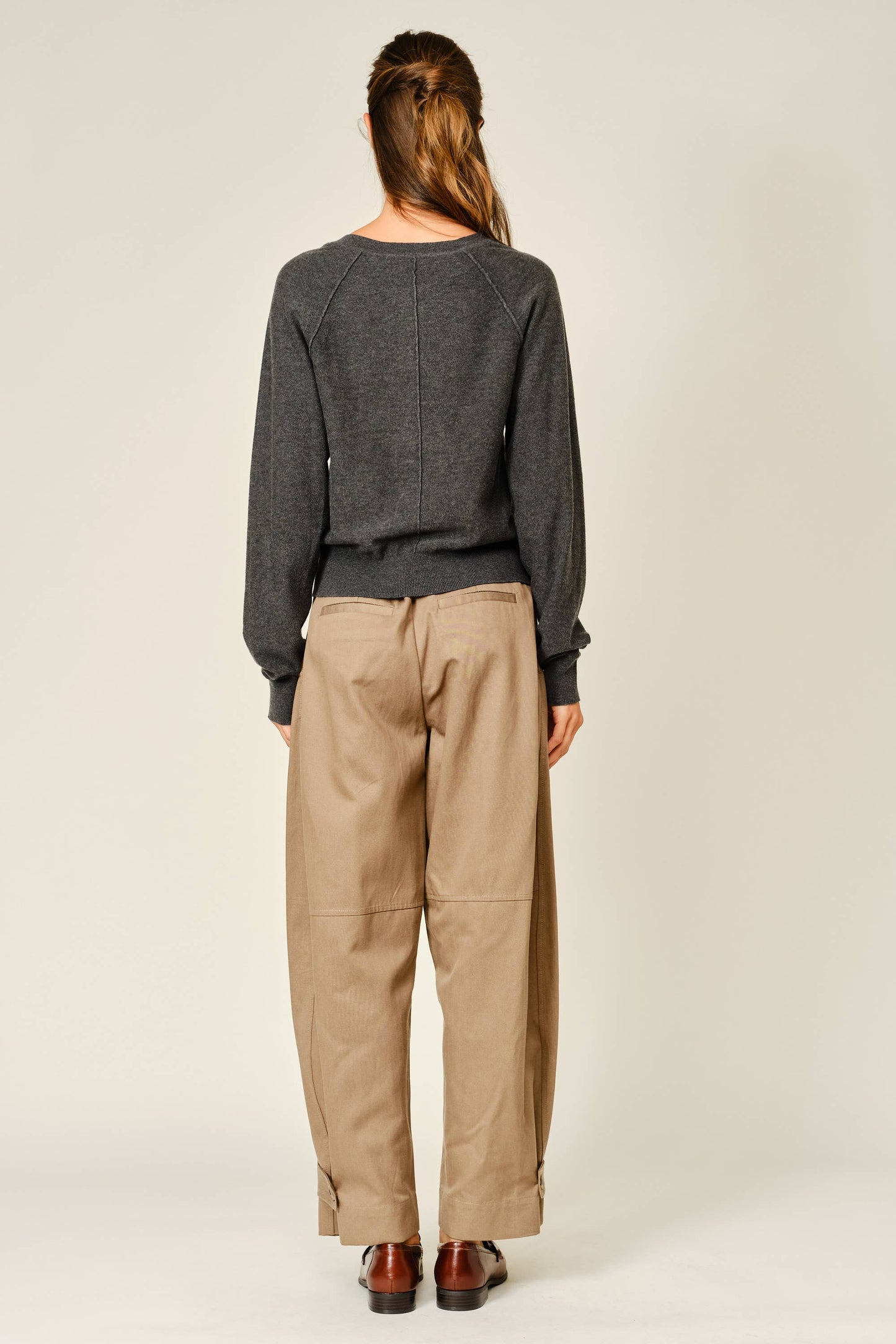 Grey Cashmere Button Down Sweater