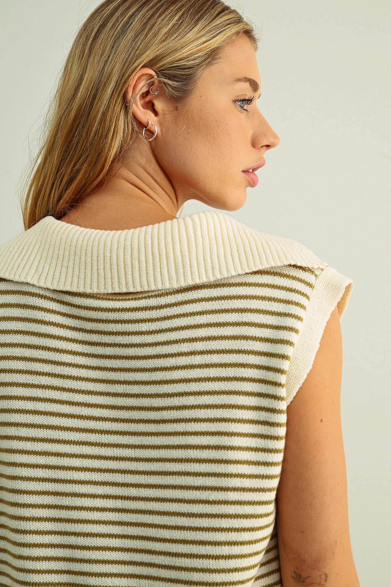 Striped V-Neck Sweater Tank 