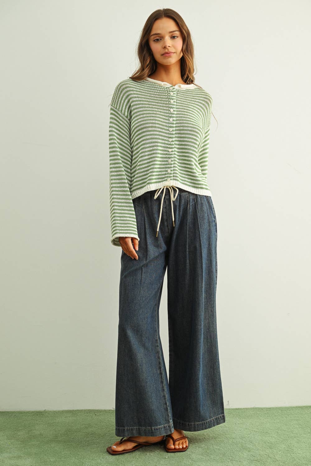 Dark Chambray WIde Leg Pants 