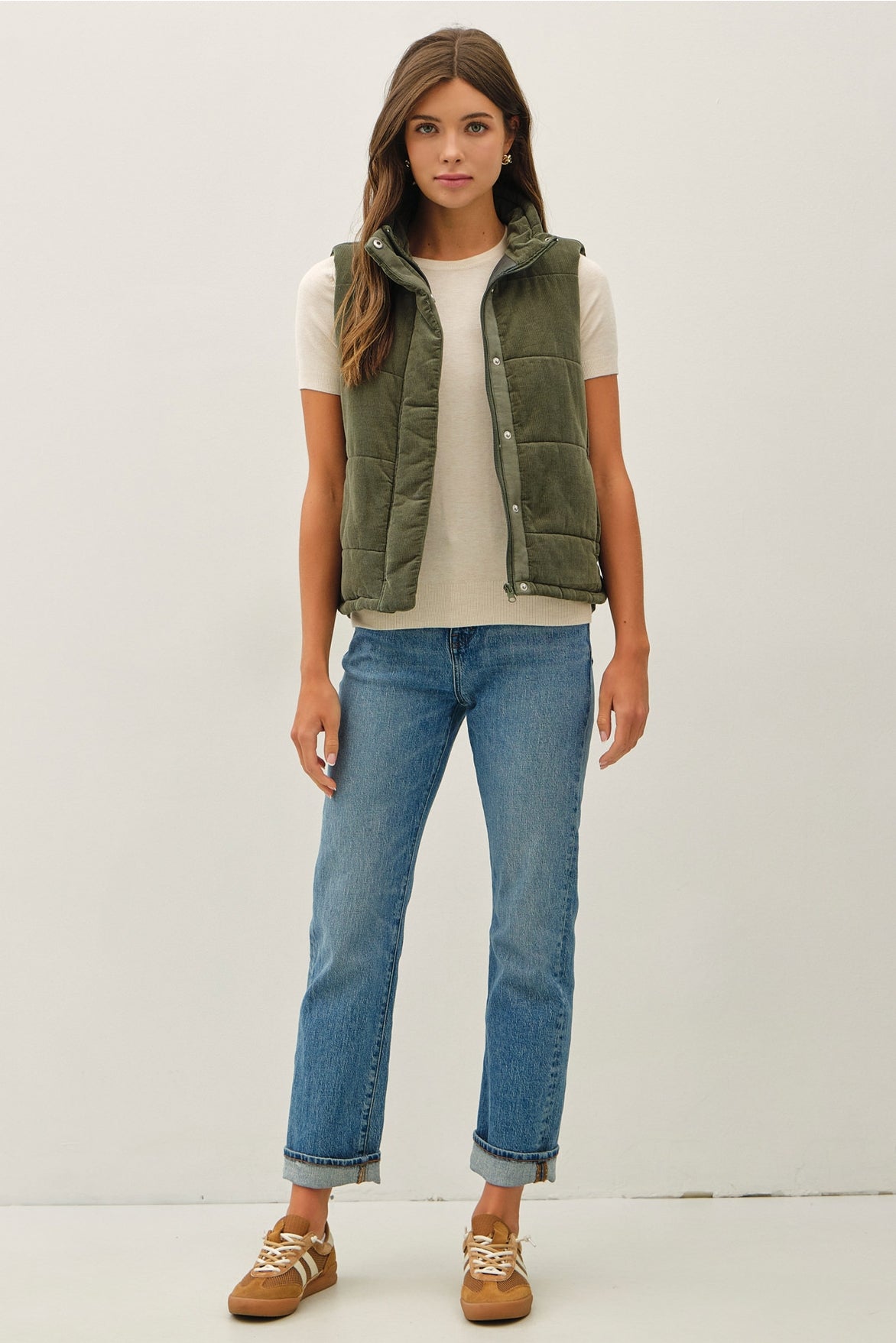 Winter Forest Cordury Puffer Vest