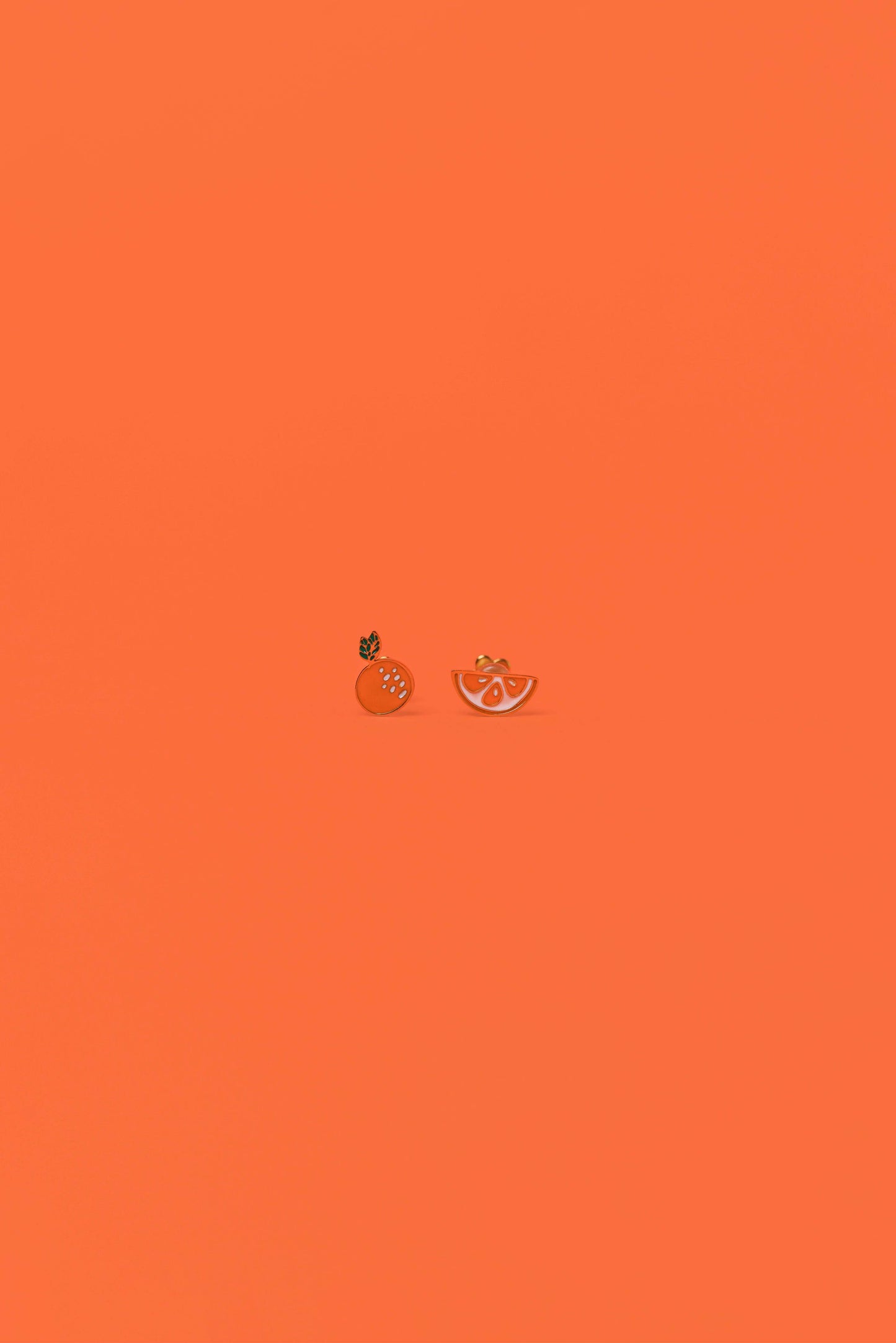Orange Enamel Flat Back Kids Earrings 