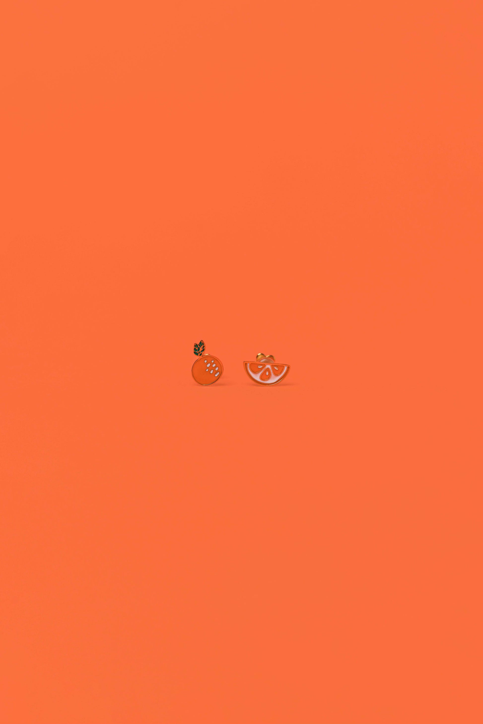 Orange Enamel Flat Back Kids Earrings 