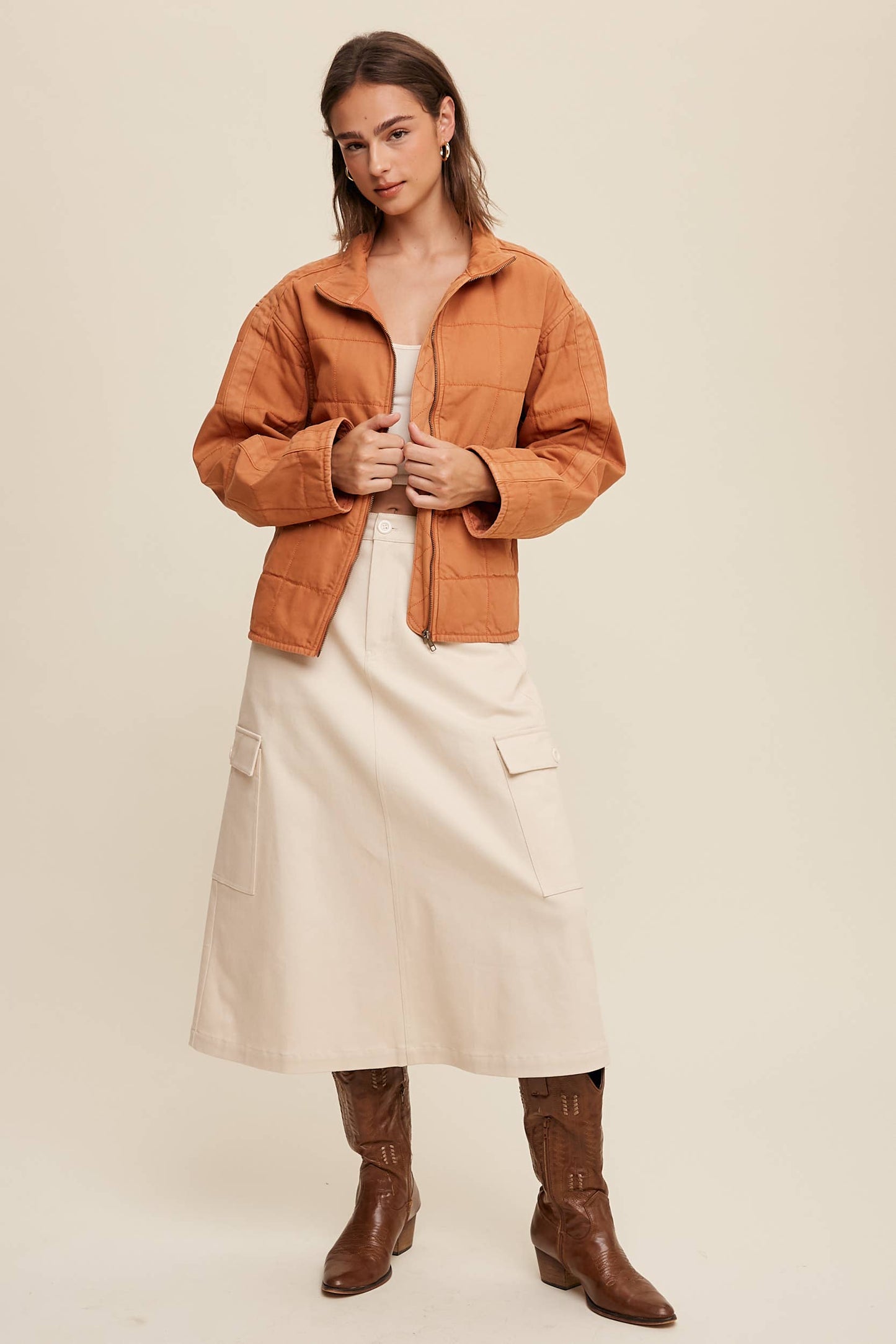 Quilted Cotton Zip Jacket