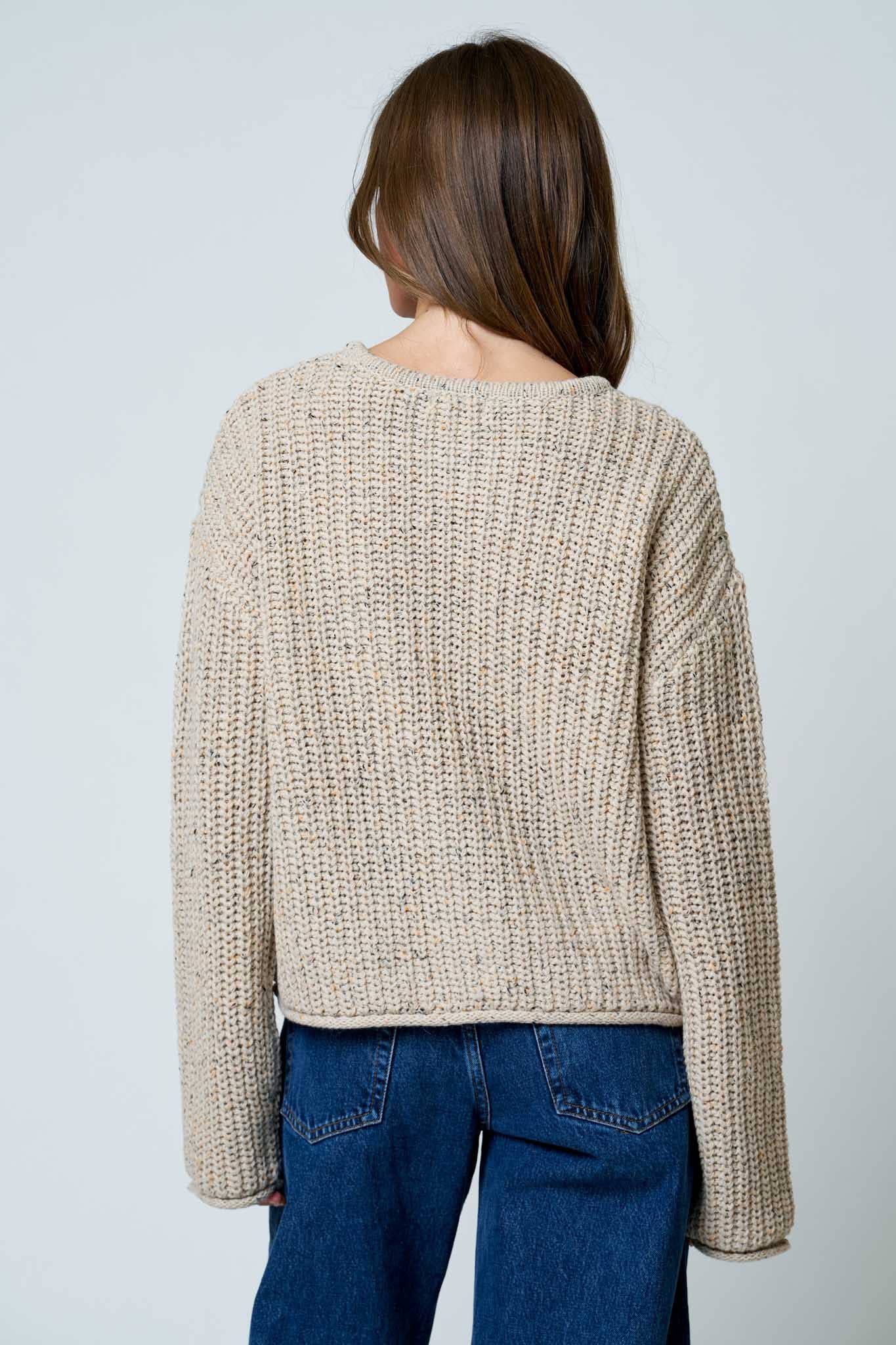 Chunky Raw Edge Knit Sweater