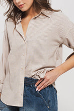 Load image into Gallery viewer, Khaki Pinstripe Button Up
