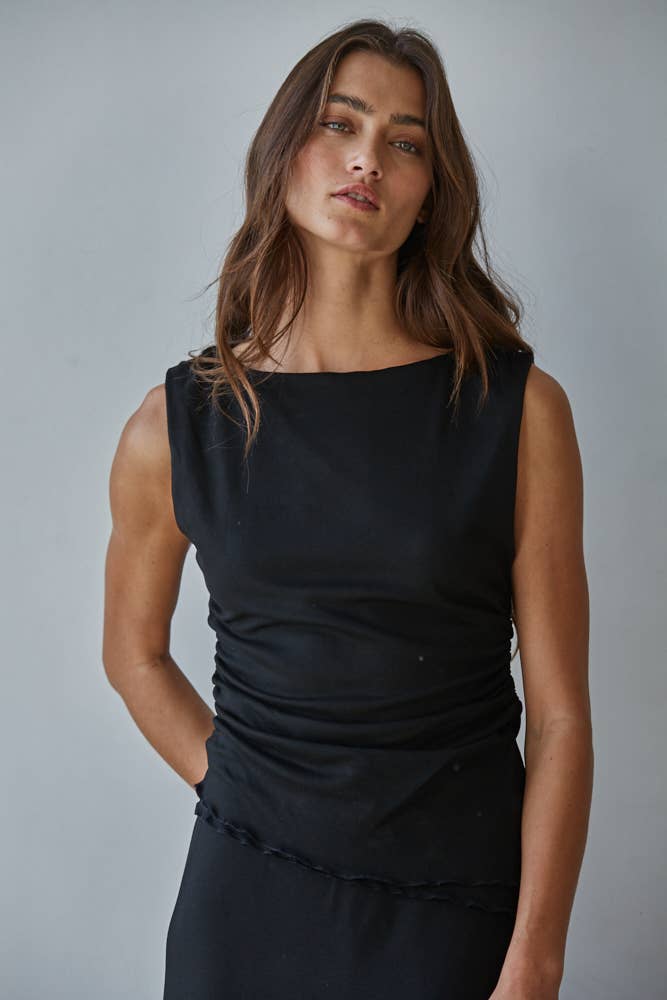 Knit Viscose Spandex Layered Sleeveless Top
