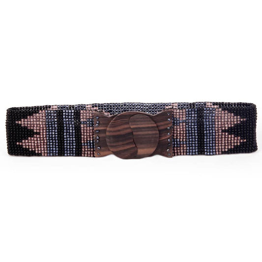 Beaded belt hand loomed stretch in southwest design 